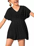 Haloumoning Mädchen Bademode Cover Ups Kinder Strand Coverups Bikini Badeanzug Cover Up Niedliches Strandkleid, Schwarz, 8-10 Jahre