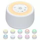 Sleepbox Geräuscharmes Gerät mit 25 beruhigenden Geräuschen und 10 Farben, warmes Nachtlicht, 4 Helligkeitsstufen, 32 Lautstärkestufen, 5 Timer und Memory-Funktion, für Babys, Kinder, Erwachsene,