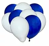 50 Luftballons - 27cm - Blau - Weiß - Naturlatex Luftballons für Geburtstage, Kindergeburtstage, Partys, Hochzeiten und Feste, Luft & Helium geeignet, EU Herstellung
