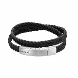 Police Herren-Armband, geflochten, Edelstahl, geflochten, schwarz, doppelt gewickelt, Einheitsgröße, Edelstahl, Kein Edelstein