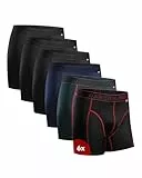 DANISH ENDURANCE 6er Pack Sport Boxershorts Herren, Mit regulärem oder langem Bein, 3X Schwarz, 1x Blau, 1x Schwarz/Rot, 1x Grün, L