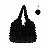 GONGKANGYUAN Umhängetasche Damen Handtasche, Aesthetic Puffy Tote Bag Plüsch Handtasche für Damen Gesteppte Handtasche Klein Gesteppte Tragetasche für Damen Einfarbig Schultertasche