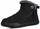 Eagsouni Winterschuhe Damen Gefüttert Herren Warm Traillaufschuhe Barfuss Schuhe Outdoor Mit Zero-Drop Sohle Breite Zehen, Schwarz, 37 EU