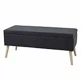 SVITA Daisy XL Gepolsterter Hocker mit Stauraum Sitzbank Sitzhocker Fußhocker Ottomane Stoffbezug Dunkelgrau