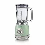 Ariete Vintage 583 Mixer aus Glas, Retro Multifunktionsmixer mit 4 Klingen, 4 Geschwindigkeiten + Pulse-Funktion, Ice-Crusher Funktion, 1,5 Liter Fassungsvermögen, 1000W, Grün