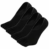 PUTUO Herren Zehensocken Usichtbare Socken: Sneaker Socken Baumwolle mit Fünf Finger für Männer Füßlinge Kurz Sneakersocken mit Anti Rutsch Silikonpad EU 43-46, 4 Paar