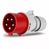 REV CEE-Stecker, 400V, 32A, 5-polig, 3Ph+N+PE, wasserdicht IP44, rot