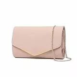 Miss Lulu Damen Umschlag Rosa Clutch Elegant Abendtasche Brauttasche Umschlag Clutch Tasche Handtasche mit Kette für Hochzeit Party Prom