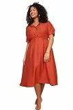Trendyol Kleid in Übergröße – Grün – lässig, Orange, 50 Plus