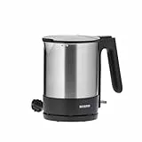 SEVERIN Wasserkocher, kompakt und leistungsstark, 2.200 W, Kunststoff, Edelstahl-gebürstet-schwarz, 1,7 L, WK 3409