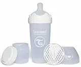 Twistshake Pro Double Anti-Kolik Babyflasche mit Milchpulverbehälter und Mixer - 330 ml | Brustähnliche Brustwarze aus Silikon mit schnellem Durchfluss | BPA-freie | Geeignet für Babys ab 4m+ | Weiß
