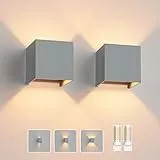 Klighten 2PCS Wandleuchte mit Austauschbarer G9 LED Lampe Warmweiß 3000K, Aluminium LED Wandlampe Innen/Aussen Einstellbar Abstrahlwinkel aussenbeleuchtung für Wohnzimmer Garten, Grau