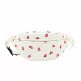 Bauchtasche Cord Damen Umhängetasche Erdbeer Cords Gürteltasche Modische Cord-Hüfttasche Freizeit Sport Hüfttaschen Beige Erdbeermuster Gürteltasche Crossbody Bag Schultergurt Einstellbar für Mädchen