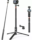 147cm Unsichtbarer Selfie Stick Stativ für Insta360 X5/X4/X3/Ace Pro 2/GO 3S, DJI Osmo 360, Action Cam 2-in-1 Handgriff/Einbeinstativ/Teleskop-Stick/Verlängerungsstab/Reise Volg Halterung/Zubehör