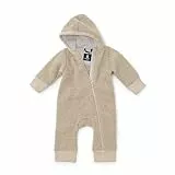 Ehrenkind® Fleeceoverall aus 100% Bio-Merinowolle, Atmungsaktiv & temperaturausgleichend, Wollfleece, Baby Overall mit Kapuze, Natur 50/56
