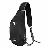 PivotWing Schultertasche Herren Damen Leicht Atmungsaktiv Bequem Sling Bag Klein Umhängetasche Reisen Wandern Brusttasche Wandern Spazierengehen Alltagsrucksack, Schwarz Einheitsgrösse