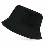flintronic Fischerhut Bucket Hat, Unisex Baumwolle Smiling Face Hut, Faltbarer Fischerhüte, Outdoor Sommerhut Sonnenhut, Reversibel Freizeithut für Wandern Camping Reisen Angeln (Schwarz)