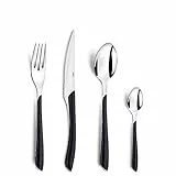 Amefa ECLAT Besteck Set Schwarz Essbesteck 24-teilig für 6 Personen Edelstahl rostfrei hochwertige Kunststoff-Griffschalen spülmaschinenfest Besteck Set 6 Personen Campingbesteck