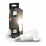 Philips Hue White E27 Lampe Einzelpack 1600lm, warmweißes Licht, dimmbar, steuerbar via App, kompatibel mit Amazon Alexa