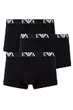 Emporio Armani Herren Men's Basic - Essential Monogram 3-pack Trunk Boxershorts, Black/Black/Black, M