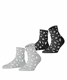 ESPRIT Damen Socken Twig W Sso Baumwolle gemustert 2 Paar, Mehrfarbig Schwarz Grau 0050, 39-42