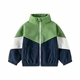 Volunboy Baby Jungen Polarfleece Jacken Durchgängigem Reißverschluss Pullover Fleecejacke Wintermantel mit Taschen(Grün,1-2 Jahre,Größe 90)