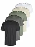 Only & Sons Tshirt Herren Regular Fit ONSJEFF LONGY 5er Set Pack lang geschnitten Rundhals Kurzarm Sommer Tee Shirt Basic, Größe:XL, Farbe:Grey Pinstripe (22039223)