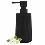 Moderne Seifenspender Schwarz Kunststoff Spülmittelspender, Seifenspender Bad für Badezimmer, Arbeitsplatte, Küche, Soap Dispenser mit Pumpspender (Schwarz)
