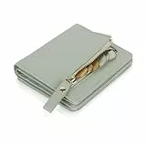 Moorle Damen Geldbörse, Kleines Damen Portemonnaie, hellgrün Leder Geldbeutel Geldbörse Münzfach Damen, Portemonnaie mit Reißverschluss Mehreren Kartenfächer für Feste Geschenk