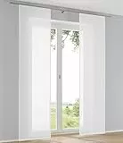 Kutti 2er Set Schiebegardinen Raumtrenner Boston weiß Leinenoptik Schiebevorhänge mit Paneelwagen B 60 x H 145 cm