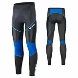 MEETWEE Herren Radlerhose Lange Fahrradhose, Kompression Radhose Leggings Radsport Hose für Männer Elastische Atmungsaktive 3D Schwamm Sitzpolster (Blau-a, M)