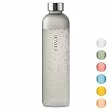 VINSUN Trinkflasche 1l grau - wiederverwendbar nachhaltig, Kohlensäure geeignet, BPA frei, Tritan - Sport Flasche für Outdoor, Schule, Uni, Fahrrad, Büro, Gym