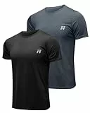 MEETYOO 1/2er Pack Herren Sportshirt Kurzarm - Atmungsaktives Mesh Funktionsshirt Herren für Laufen, Fitness & Training, Schnelltrocknend und Leicht