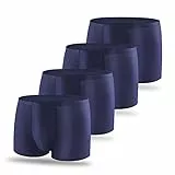 SIHOHAN Boxershorts Herren Unterhosen, Atmungsaktiv Männer Retro Shorts Unterwäsche, Sehr Flache und Feine Nähte, 4er Pack (Blau, L)