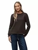 Street One Damen 3017129 Sweatshirt mit Rippdetail, Darkest Brown, 46
