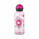 Emsa N30607 Teens Tritan Trinkflasche | Fassungsvermögen: 0,6 Liter | 100% sicher/praktisch/hygienisch/dicht/unbedenklich | cleverer Trinkverschluss | robust | Design: Donut
