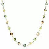 Jenosy 18K Vergoldete Gänseblümchen Kette aus Bunte Blumen Handmade Kette Hypoallergene Gold Halskette für Frauen