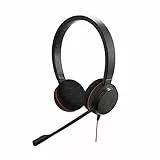 Jabra Evolve 20 Stereo Headset mit Mikrofon – Microsoft Teams zertifizierte Kopfhörer für VoIP Softphone mit passivem Noise-Cancelling – USB-A Kabel mit Anrufsteuerung – schwarz