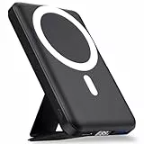 Power Bank 10000mAh, YAGOPAL 15W Wireless Magnetische Powerbank mit Faltbar Ständer, LED Anzeige PD 20W Battery Pack Kompatibel mit MagSafe für iPhone 12/13/14 Mini/Pro/Pro Max/Plus (Schwarz)