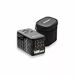 Verbatim GaN Universal Reiseadapter UTA‑10 140 W, Steckdosenadapter mit 1 USB‑A und 3 USB-C Anschlüssen, Schnellladegerät für Laptop, Handy, Kamera und Co, Reisestecker weltweit einsetzbar, 100–250 V