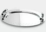 Alessi MG09 Tablett, oval aus Edelstahl mit Griffen aus PA, schwarz , 24 x 46.5 x 36 cm