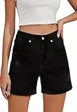 Alaster Queen Jeansshorts Damen Cowboy Freizeit Shorts Jeans Shorts Damen Sommer Kurze Hose Schwarz XXL