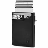 GenTo - Slim Wallet mit Münzfach - Geldbeutel Herren für 10 Karten - Geldbörse mit RFID Schutz - Smart Wallet - kleines dünnes Kartenetui - Portemonnaie (schwarz)