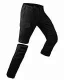 YAOBAOLE Herren Trekkinghose Zip Off – Bequeme 2-in-1 Hose mit Reißverschluss und Klettverschluss, Schwarz L