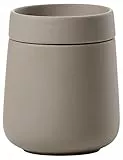 Zone Denmark Nova One Aufbewahrungsbox mit Deckel, Keramikdose zur Aufbewahrung von Badutensilien wie Wattepads & Wattestäbchen, Durchm. 8,4 cm, Höhe 10 cm, Fassungsvermögen 290 ml, Taupe