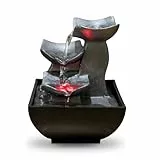 Zen'Light - Zimmerbrunnen Boro Wasserfall Zen relaxend mit farbigem LED-Licht- Dekoration Wohnzimmer, Schlafzimmer, Büro - Meditation und Entspannung - Tischbrunnen Geschlossener Kreislauf - H 18cm