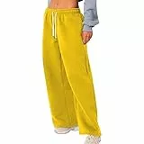HSUAYEUD Hose Weites Bein Damen Jogginghose Damen Baumwolle Kontrastierende Farben Sporthose Lang Training sanzugHose Frauen TrainingshoseJogginghose Damen ModernJogginghose