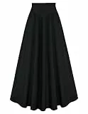 Damen Mittelalter Maxirock Elastisch Hohe Taille Vintage A-Linie Fairy Rock Schwarz L