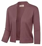 Strickjacke Damen Sommer Offene Front Strickjacken Boleros für Abend Party Violett Rosa XL