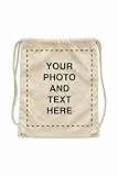 JOPHY & CO. 8701 Rucksack mit personalisierbarem Verschluss, Rucksack mit Namen, 100 % Baumwolle, ideal für Sport, Fitnessstudio, Freizeit, Erwachsene, Kinder, Schule und Reisen, 44 x 37 cm, beige